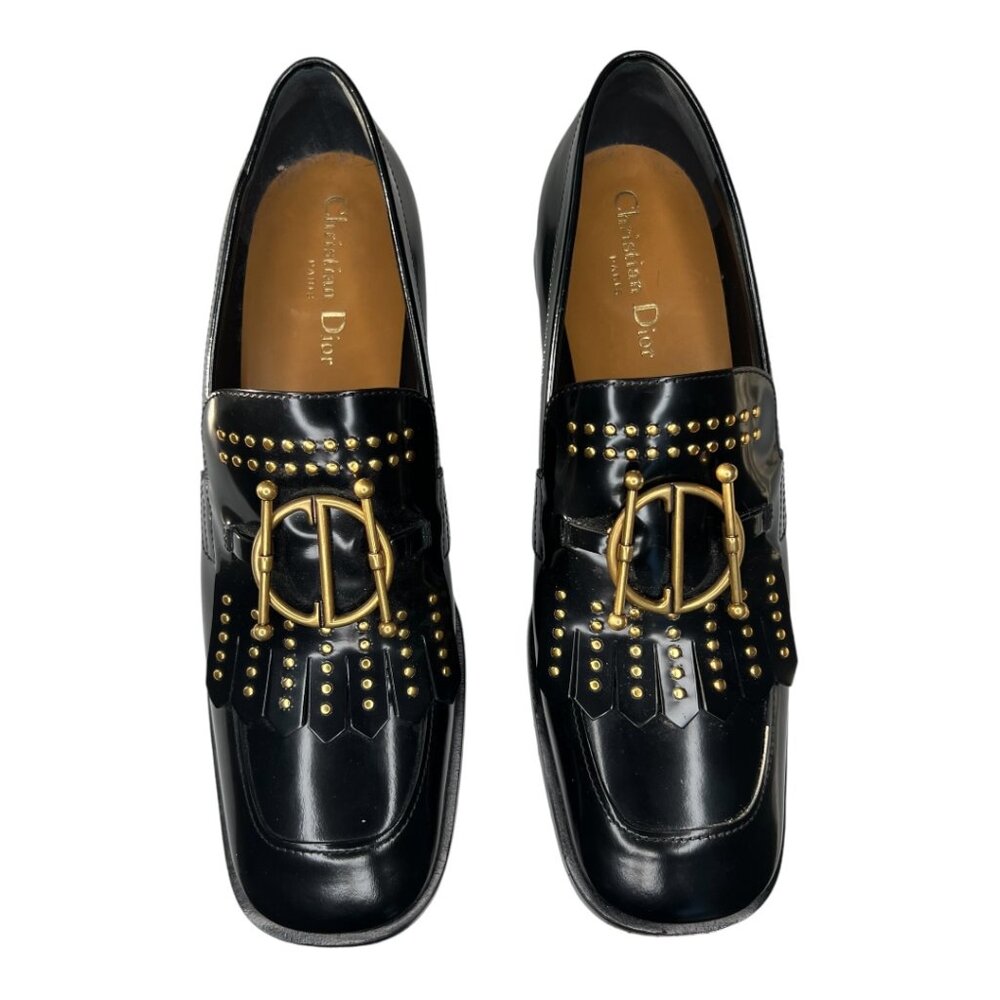 Dior Studded Patent Leather Loafers